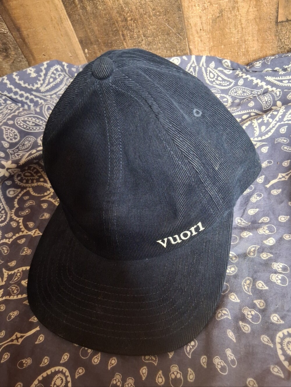 Vuori Hat Baseball Cap Men’s Blue Adjustable Strap Courduroy